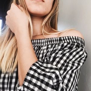 Gingham off the shoulder top